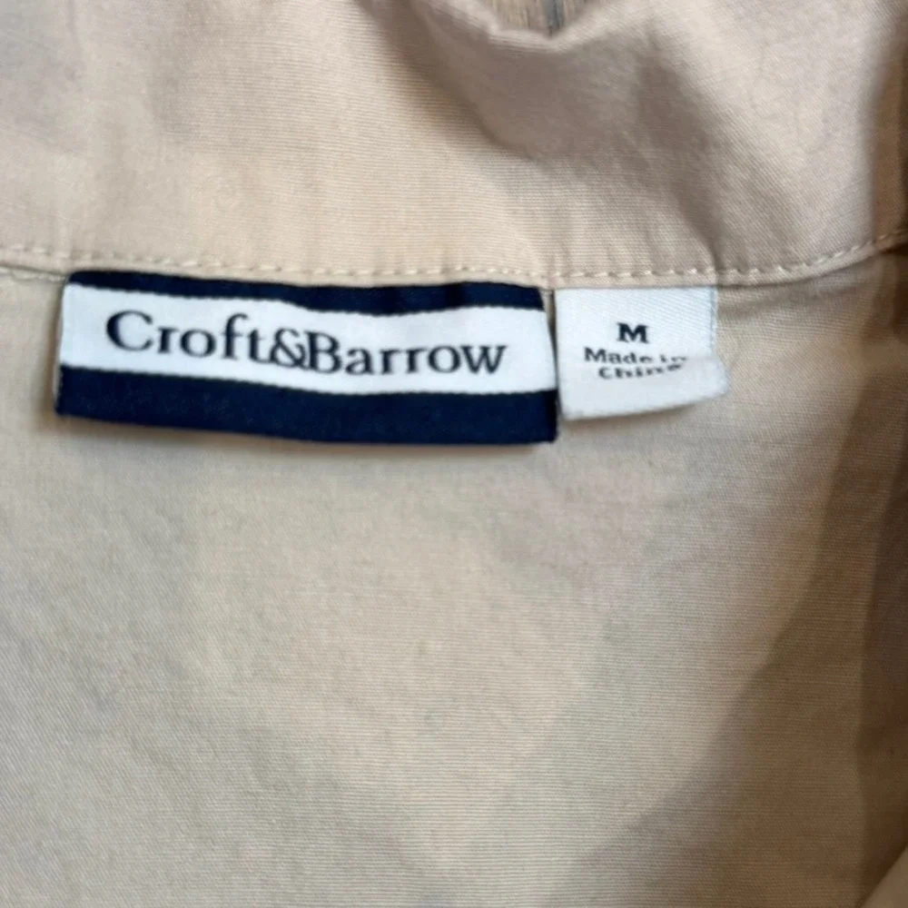 Croft‎ & Barrow Beige Utility Jacket Drawstring Waist Collared Size M